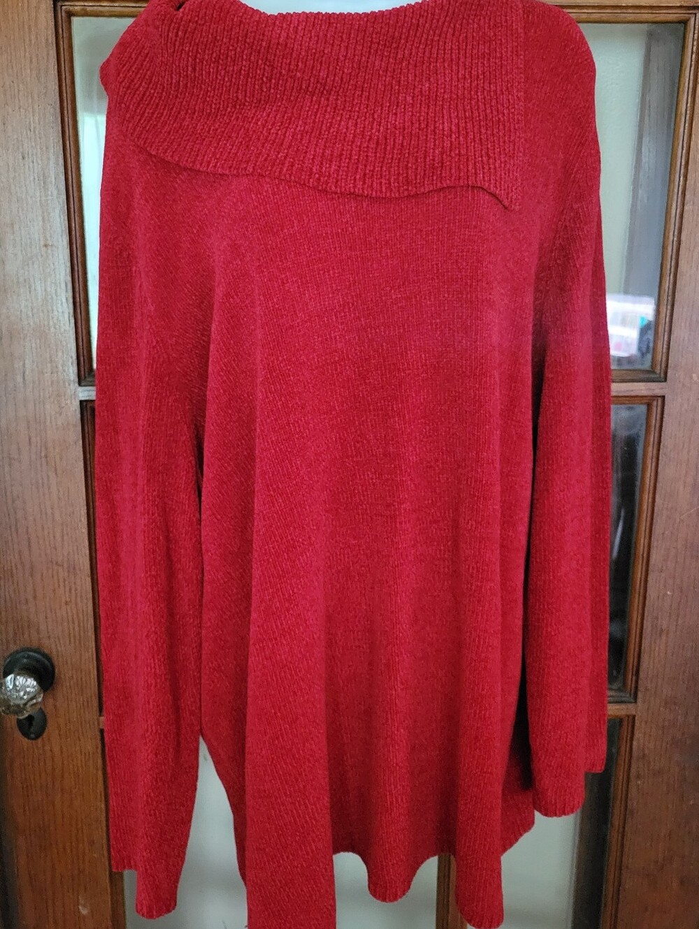 Liz & Me Women's Red Knit Pullover Sweater Cowl Neck Long Sleeve 3X